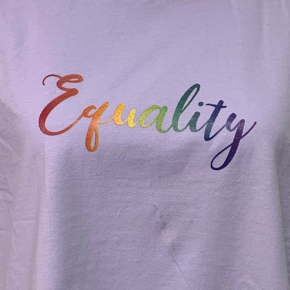 New Handprinted Womens XXL Lilac Purple 100% Cotton Rainbow Equality Muscle Tee - Picture 2 of 5